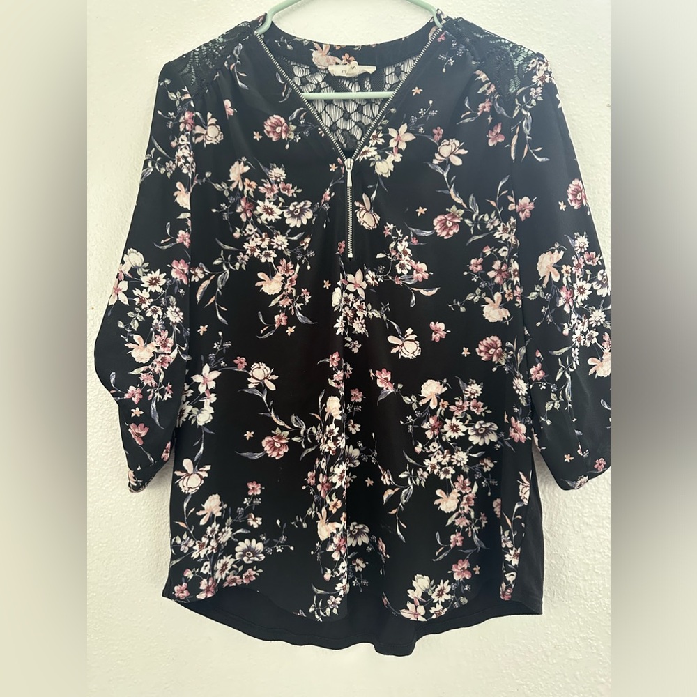 Black & Floral Blouse